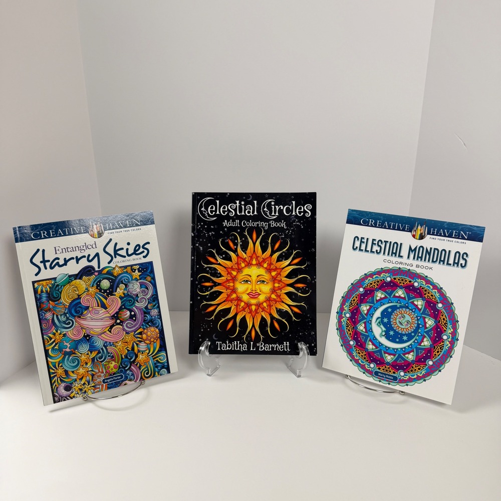 Lot‎ of 3 Adult Coloring Books Starry Skies Celestial Mandalas